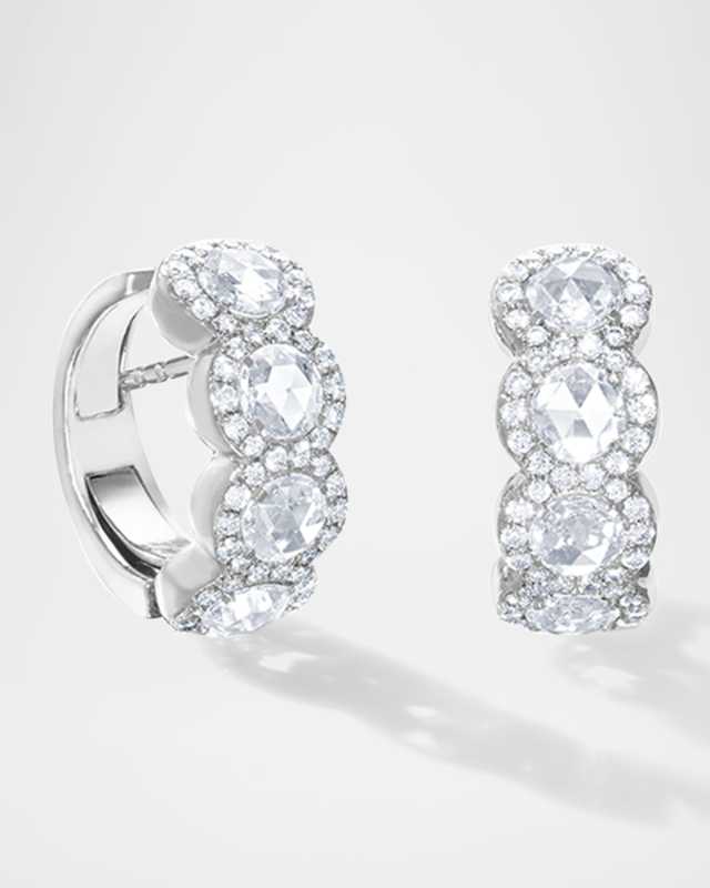 18K White Gold Diamond Huggie Earrings, 1.2ctw